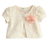 Candykids 子供 用 レース ボレロ コサージュ 付き キッズ フォーマル ドレス 発表会 入園式 結婚式 パーティー (130cm, ホワイト　レースボレロ)