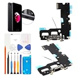 SRJTEK for iPhone 7 Plus USB (ブラック Black)充電ポート交換修理品 ドックコネクタボード交換部品 Lightning端子充電ポートドックコネクタ＆フレックスケーブル 修理交換用 A1661, A1784, A1785, A1786 対応 工具＆防水テープ付き