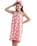 [インソミラ] InSomila 大人用 巻きタオル 洗顔 ヘアバンド 2点セット ラップタオル プール タオル バスタオル スイミング 着替え バスタオル レディース 女の子 (ピンク)