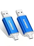 64GB USB Cフラッシュドライブ ジャンプドライブ USB-A & Type-C OTGメモリースティック デュアルサムドライブ PC/ノートパソコン/Type C 携帯電話とタブレット用 (ブルー)