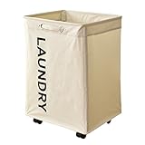 (DORIS) ランドリーボックス 折りたたみ 【ディタ ホワイト】 ランドリーバスケット 撥水加工 キャスター付き 取っ手付き 大容量 幅41×奥行34×高さ59