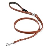 Beanspet 本革 犬用リード カフェスタイル 小型犬 中型犬 大型犬対応 回転金具付き おしゃれレザー 5色 3サイズ展開 (キャメルブラウン, S)