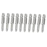 uxcell ドライバービット　磁気チップのプラスビット　10個50mm長さ　シルバートーン　メタル製