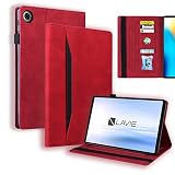 Doo LAVIE Tab T8 T0855/GAS用ケース 2023年発売 8インチ LAVIE Tab T8 TAB08/H04用ケース 手帳型 角度調節可能な鑑賞スタンド LAVIE Tab T8 スマートカバー ポケット付き 軽量 高級レトロPUレザー+柔らかいTPU製 耐衝撃 タブレットケース LAVIE Tab T8 T0855GAS/TAB08H04対応-レッド