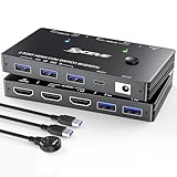 KVM スイッチ HDMI 8K@60Hz、2入力1出力KVM 4K@120Hz、2 ポート KVMスイッチUSB3.0は、2 台のコンピュータで 1 台のモニタと 1 組のキーボードとマウスを共有するのに適しています