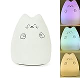 Eleoptionクリエイティブかわいい猫LED子供キッズベビー夜ライトランプマルチカラーシリコンソフトNursery Sensitiveタップコントロールベッドサイドランプ