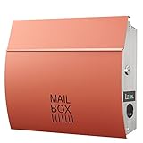 LEON (レオン) MB4801 郵便ポスト 壁掛けタイプ ステンレス製 鍵付き おしゃれ 大型 ポスト 郵便受け (マグネット付き) シャンパンゴールド