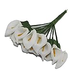 Decora 122個Mini Callaのブライダルブーケ、10 Bouquets Foam人工花、装飾花柄装置、ウェディングCenterpiece Supplyホワイト AC044S1P12F