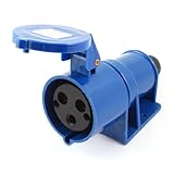 uxcell　IEC309-2工業用ソケット　パネルソケット　嵌合プラグ　　ブルー　ブラック　AC 220-240V 32A
