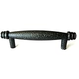 Lot of 10素朴なHammeredブラックソリッドキッチンキャビネットハードウェア3 " CCハンドルプルc048blk古代Treasures