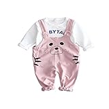 Pojour 春 0-2歳 2-7歳女の子可愛い上下セット キッズ長袖スリング 漫画 通気 綿 ピンク(100cm)