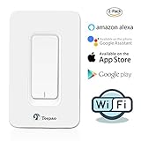 Wifiライトスイッチ、Works with Alexa Google、スマート壁スイッチタイミングスイッチコンセントリモートコントロールライトとアプライアンスどこからでも必要なし、ハブ、Google