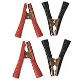 ワニ口クリップ　銅メッキの絶縁のカーバッテリーのクリップ　レッド　ブラック 4枚入り