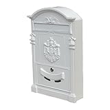 ポスト 郵便受け レトロ ホワイト【幅30×奥行9.5×高46.5cm】 post-purew