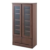 【天然木パイン材】　高級書棚（幅60cmロータイプ）　ブラウン色