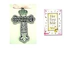 BABY Girl's First Bible & CRIB CROSS Gift Set - Bless This Child - BAPTISM Christening BOXED PINK by