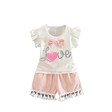 女の子の服 夏 上下セット Pojour 1-6歳キッズ用 子供かわいいブラウス 綿 通気 白(70cm)