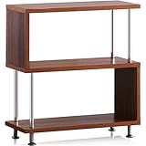 ottostyle.jp S字オープンラック 3段 ウォールナット 収納棚 木目調 間仕切り アジャスター付き ディスプレイラック / シェルフ ジグザグラック リビング キッチン