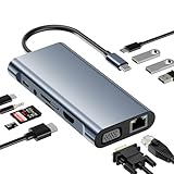 USB-Cハブ 11-in-1 USB Type-C PD100W充電 USB-C 5Gbps高速転送 4K@30Hz HDMIハブ SD/TFカードリーダー付き マルチ変換アダプター[4K HDMI/PD 100W/USB 3.0/Type-C/LANポート/VGA/3.5mmオーディオ/SD&TF] MacBook Pro/Airなどに対応