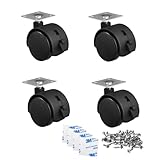 貼るだけキャスター（すべてブレーキ付き）後付け 強力両面テープ＆ネジ付き 交換タイヤキット DIY家具の交換キット 粘着テープ式キャスター 木材やタイルなど床に適用 (ブラック30mm, 4個入り)