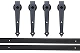 TMS tsq08-darkモダンアメリカンスタイルバーン木製スライドドアハードウェアクローゼットセット、ブラック 12' TSQ08-Dark(2SET)+Connector-Dark(1PC) 1