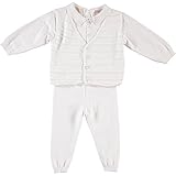 Baby Boys ' 2 Piece洗礼式Outfit with Attachedベストと帽子 カラー: ホワイト