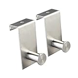 Heavy Dutyをドアのフックラックオーガナイザー、ulifestarシングルフックドアの厚さ内43 mm / 1.69インチHangingと組織、ステンレススチール 2 Pcs シルバー