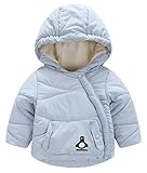 (トヨベイ)Toyobuy 厚手 子供 中綿 コート アウター キッズ 裏起毛 ブルゾン 女の子 フード付き ジャケット 男の子 グレー 110
