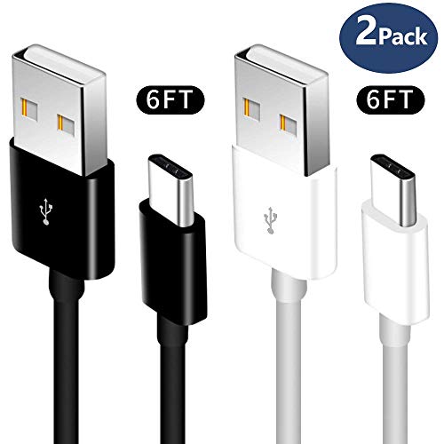 USBタイプCケーブル、2パック6 ft Android電話USB A to USB C充電ケーブル高速充電コードfor Samsung Galaxy s9、s9 Plus、Note 8 s8 Plus、LG g6 V30、HTC 10、NEXUS 5 X/6p、Google Pixel XLの表紙