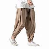 [YIMANIE] サルエルパンツ ワイドパンツ メンズ アラジンパンツ 春 夏 秋 冬 ゆったり ビッグシルエット 薄手 厚手 ゆるゆる 無地 ロング丈 オーバーサイズ ゴム紐付き 大きいサイズ ルームウェア