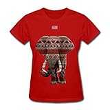 レディースCute ElephantグラフィックTシャツAnimal Loverネイティブアメリカンインディアン部族パターンwith US Flag Tシャツ067 US サイズ: M