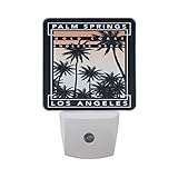 Alaza Los Angeles Sea Beach Palm Tree LED Night Light Dusk to Dawnセンサープラグの夜ランプのデザイン大人用ベッドルームバスルームホーム