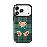 DESIGN SKIN iPhone 17 Pro 用 ケース ベア刺繍 MagSafe対応 [ テディベア立体刺繍デザイン ハイブリッド構造 防塵仕様 ディスプレイ保護設計 ] グリーン DSK28307i17PR【国内正規品】