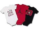 (Jordan) ジョーダン ベビー ロンパース 3枚セット (白赤黒, 3/6M (3-6ヶ月頃 65cm-70cm)) [並行輸入品]