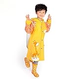 子供用 動物さんのレインコート 男の子レインコート 雨具 新学期用 子どもレインコート 反射テープ付き (s, キリン)