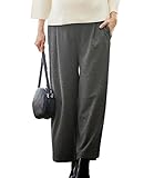 Angeliebe エンジェリーベ マタニティ 産前 産後 対応 起毛 ポンチ ワイド パンツ 妊婦服 ズボン スカンツ ロング S ～ M 杢 チャコール