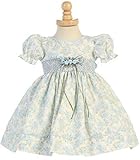 Lito ブルー小花クラシカルベビードレス(3-6/6-12/12-18/18-24M) (0-3ヶ月(50))