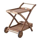 トレー付き ワゴン 天然木 木製 キッチン リビング 収納 バルコニー カフェ テラス ベランダ 北欧 おしゃれ