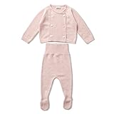 babysing 2点セット カーディガン パンツ ニットセーター コーマ糸 コットン (ピンク, 59（0-3ヶ月）)