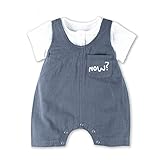 夏 ベビー服 半袖 ロンパース 女の子 男の子 肩ボタン ２点セット（上着＋パンツ） 男女兼用 コットン ブルー 3－6M