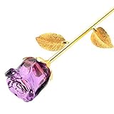 Pixnor Rose Flower Glass Pipe for Valentines Day Birthday Mother Day Anniversary Gift Purple Size L 