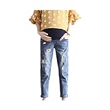 Cozy Maker（C&M）マタニティ パンツ ズボン デニム ジーンズ 産前産後 レディース 妊婦 ポケット付き ゆったり 楽チン カジュアル 大きいサイズ おしゃれ (XL, ブルー)