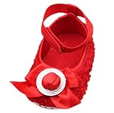 (ビグッド)Bigood ベビー靴 子供靴 女の子靴 フォーマルシューズ 赤ちゃんシューズ レース花 リボン付き トレーニング ルームシューズ 出産祝い 七五三 11cm スカーレッド