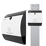 郵便ポストスタンド付　壁掛けバイカラー白黒色ポストpm272s-pm037
