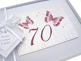 White Cotton Cards 70th Birthday Photo Album, Small, Butterfly