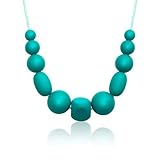 Siliconies Medley Necklace - Silicone Bead Necklace (Teething/Nursing) (Peacock-Teal) by Siliconies