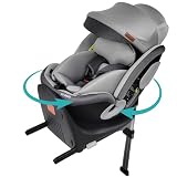 ＧＵ ＭＯＤＥ チャイルドシート ジュニアシート 新生児～12歳頃（身長40-150cm）（0-36kg）360°回転式 ISOFIX対応 R129適合 サポートレッグ付き シートベルト固定 ロングユース 取付簡単 5年保証 コットンタイプ (グレーｘライトグレー/シェード付き)