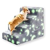 犬用ステップ 3段 /4段 ドッグステップ 犬用スロープ 高密度 滑り止め付き 安定性 カバー取り外し可能 洗える 小型犬 高齢犬適用 手持ち付き (4段)