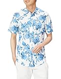 [Amazon Essentials] 柄シャツ スリムフィット 半袖 メンズ ブルー, フローラルプリント S
