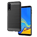 【UNEED】Samsung Galaxy A7 用の スマホケース Galaxy A7 2018 / 2019用の ケース カバー ケース 炭素繊維カバー (素材/TPU) 指紋防止 滑り止め 薄型 軽量 耐衝撃 簡易脱着 ソフトケース カラー：黒